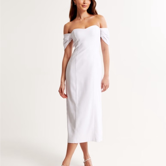 Abercrombie Clean Off the Shoulder Midi Dress - Picture 1 of 7